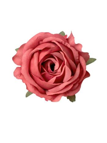 Rózsa selyemvirág fej- 9cm - Sötét rózsaszín