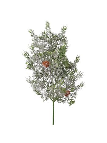 Csillámos- deres karácsonyi fenyőág tobozzal- 49 cm magas