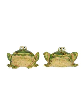 Béka ülő kerámia 9x6x5-6 cm zöld 2 féle DD67338