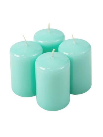 Adventi henger gyertya készlet- 8 x 5cm - Lakk világos türkizkék