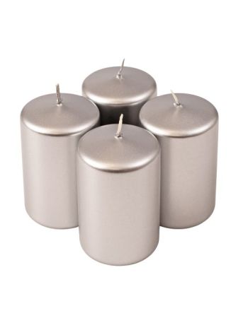 Adventi henger gyertya készlet- 8 x 5cm - Metál ezüst