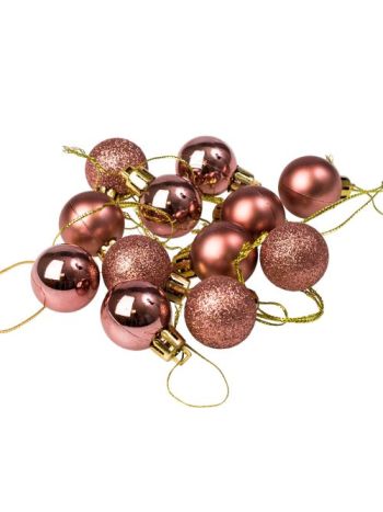 12db-os 2.5cm-es karácsonyi gömb szett - Rose gold