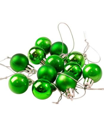 12db-os 2.5cm-es karácsonyi gömb szett - Zöld