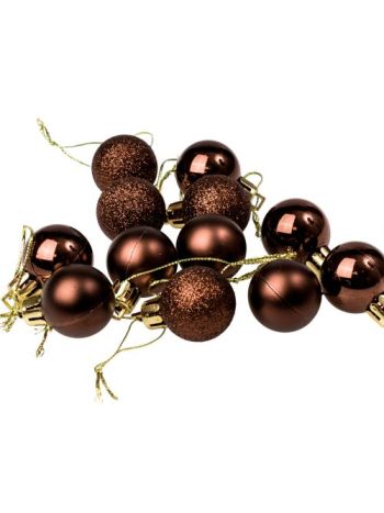 12db-os 2.5cm-es karácsonyi gömb szett - Sötétbarna