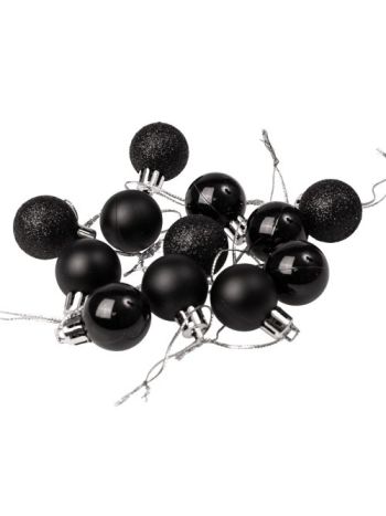 12db-os 2.5cm-es karácsonyi gömb szett - Fekete