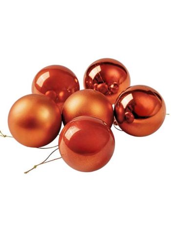 6db-os 6cm-es karácsonyi gömb szett - Bronz