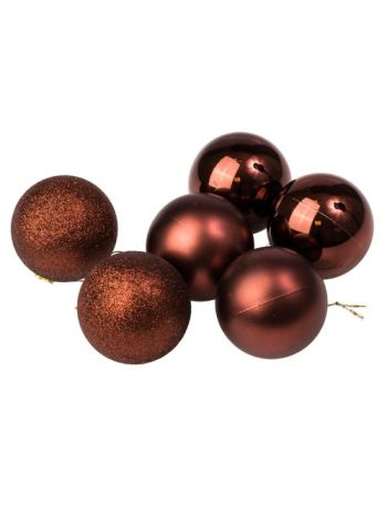 6db-os 6cm-es karácsonyi gömb szett - Sötétbarna