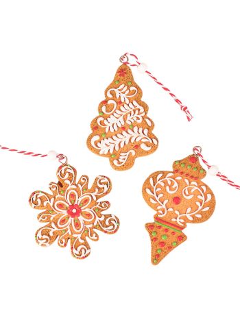 Mézeskalács dísz szett- polirezin- kreatív felhasználásra vagy karácsonyfára