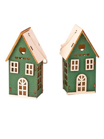3D fa házikó szett- 4 x 3 x 7.5cm - Zöld