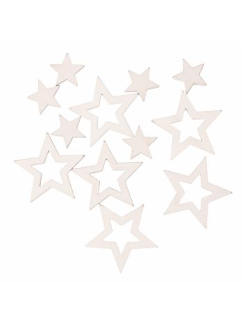 Karácsonyi dekorációs szett- fa csillagok- 2-4 cm- 12db. - Fehér