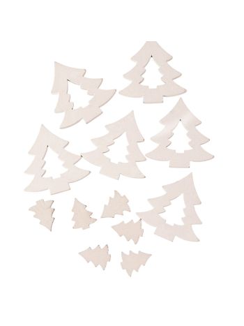 Karácsonyi dekorációs szett- fa fenyőfák- 2-4 cm- 12db. - Fehér