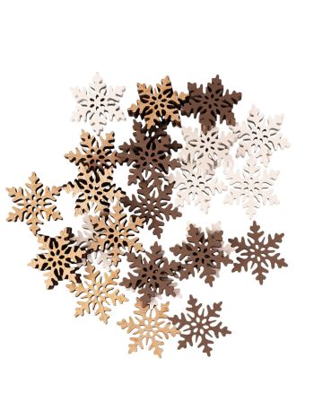 Karácsonyi dekorációs szett- fa hópihék- 2-5cm- 24db. - Barna/fehér mix