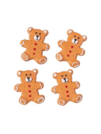 Mézeskalács maci dísz szett- polirezin- 4 db-os- 10 x 7 x 1.5cm