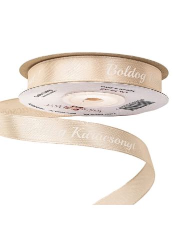 Boldog Karácsonyt! feliratos szatén szalag 12mm x 20m - Pezsgő