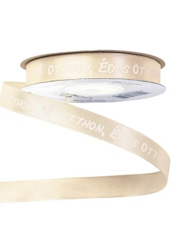 Otthon- édes otthon feliratos szatén szalag 12mm x 20m - Pezsgő 12mm