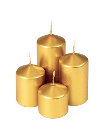 Lépcsős adventi henger gyertya készlet- Ø40 x 40/55/70/85mm - Metál arany