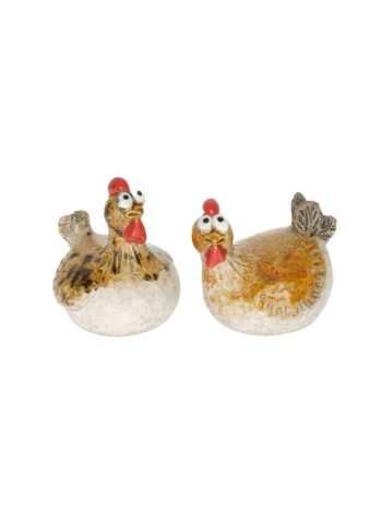 Csirke kerámia 5-5x4-9x5-9 cm barna 2 féle DD67327