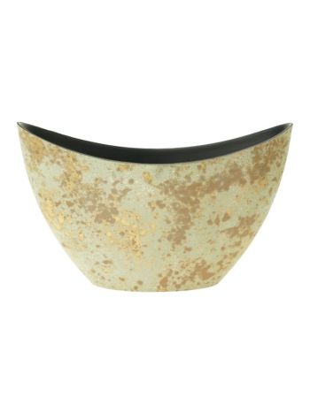 Csónak alakú kaspó- antikolt műanyag 28-5x11-5x17-5 cm zöld- arany