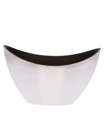 Csónak alakú kaspó S műanyag- 20x9x11-5 cm- fényes ezüst