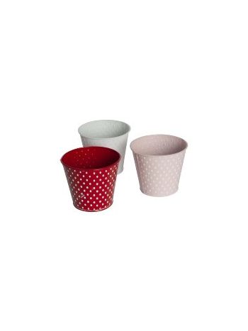 Cink cachepot Ø23 cm rózsaszín- fehér piros foltos D02ZID12