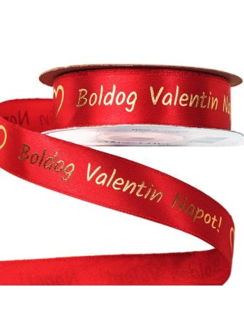 Boldog Valentin napot! arany feliratos szatén szalag 20mm x 20m - Pi