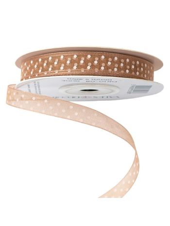 Pöttyös organza szalag 10mm x 20m - Bézs