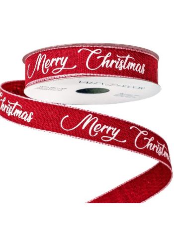 Merry Christmas feliratos karácsonyi szalag 16mm x 6.4m - Piros