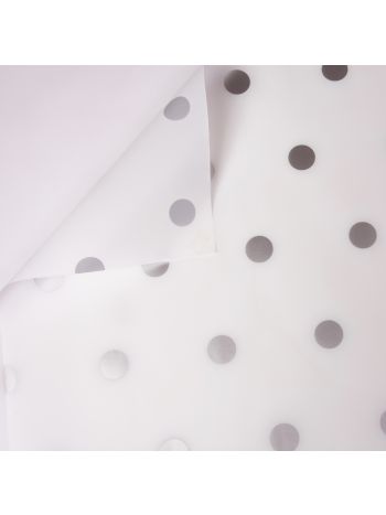Pöttyös fólia tekercs 58cm x 10m - Fehér / Ezüst