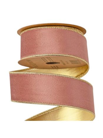 Rose gold bársony szalag drótos szegéllyel 38mm x 5m