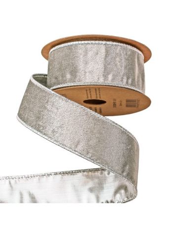 Ezüst bársony szalag drótos szegéllyel 38mm x 5m