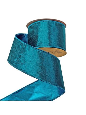 Kék bársony szalag drótos szegéllyel 63mm x 5m