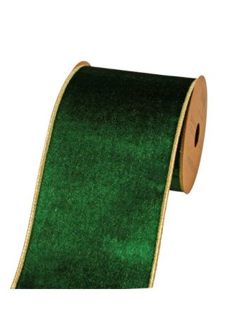 Zöld bársony szalag drótos szegéllyel 100mm x 5m