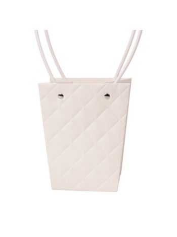 10db. dombornyomott virág-ajándék táska 13(h) x 9.5(sz) x 15.5(m) cm - Fehér