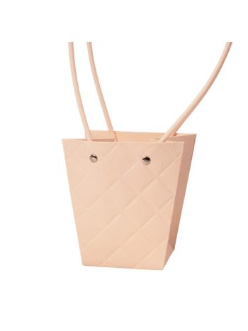 10db. dombornyomott virág-ajándék táska 12(h) x 8(sz) x 12.5(m) cm - Sötét púder