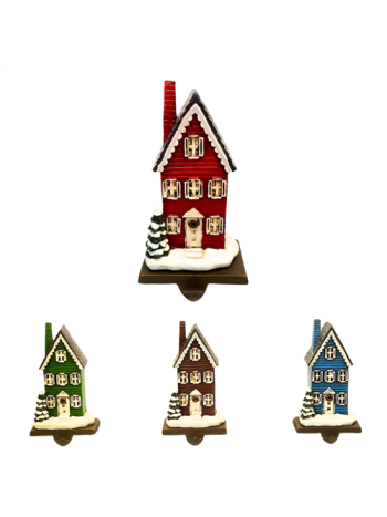 KARÁCSONYI HÁZ AKASZTÓVAL 4/12 9-5x7-5x16 cm 4 SZÍNBEN