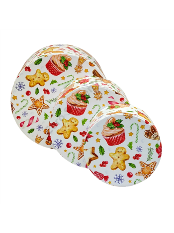PAPÍRDOBOZ KEREK 3 DB KARÁCSONYI 1/30 21x11-5;17x9;14x7-5 cm