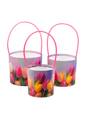 PAPÍRDOBOZ 3 DB 1/45 12x12;14x13; 15,5x13,5 cm TULIPÁNOS