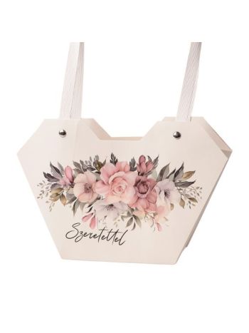 10db.Szeretettel feliratos virág táska 23.5(h) x 12.5(sz) x 35(m) cm