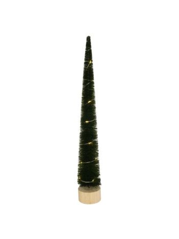 Fenyő fa talpon- LED-es műanyag- fa 6x40 cm zöld