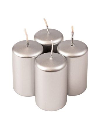 Adventi henger gyertya készlet- 7 x 4cm - Metál ezüst