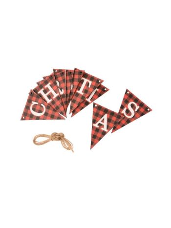 Girland Christmas betűkkel- fa- 45x8x0-5 cm- piros- fekete SSS