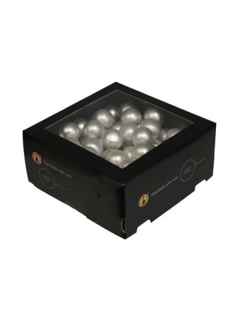 Gömb betűzős- üveg- 3 cm- silver mat- S/72