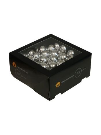 Gömb betűzős- üveg- 3 cm- silver shiny- S/72