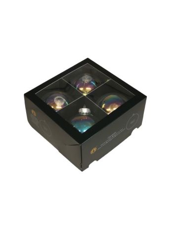 Gömb üveg- 10 cm- clear pearl- S/4