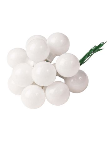 Üveggömb pick- fényes fehér- 2cm-es- 12 db-os köteg