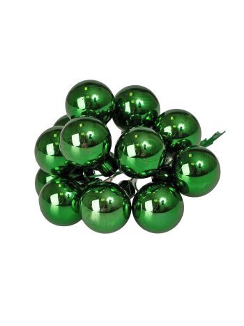 Üveggömb pick- fényes sötétzöld- 2cm-es- 12 db-os köteg