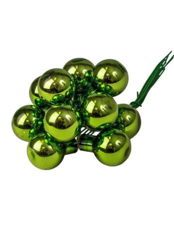 Üveggömb pick- fényes zöld- 2cm-es- 12 db-os köteg