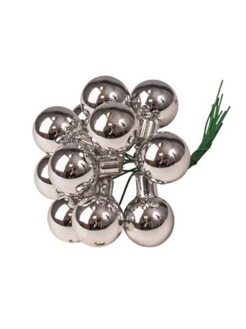5990004582440 Üveggömb pick- fényes ezüst- 2cm-es- 12db