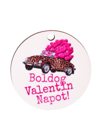 5db. Boldog Valentin Napot! feliratos autós dekor tábla 5cm 5cm GV03-21