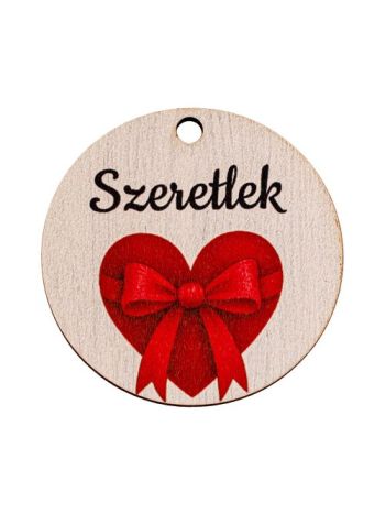 5db. Szeretlek feliratos- piros masnis szívecske